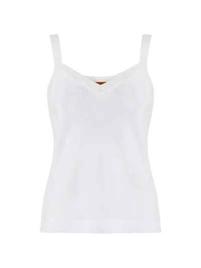Missoni V-neck Zigzag-pattern Tank Top In White