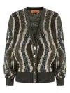 Missoni V-neck Long Sleeve Patterned Cardigan In Brown