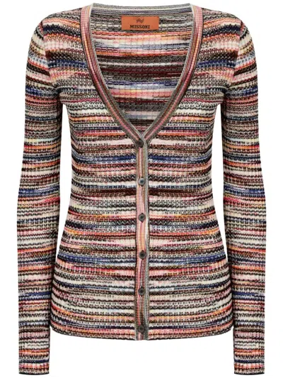 MISSONI MISSONI V-NECKED STRIPED CARDIGAN