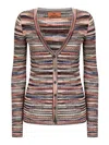 Missoni Striped Knit Cardigan In Rosado Claro
