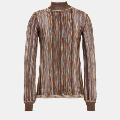 Pre-owned Missoni Velcro Turtleneck Sweaters 40 In Brown