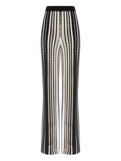 Missoni Straight Trousers In Striped Crochet In Multicoloured