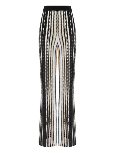 Missoni Straight Trousers In Striped Crochet In Multicoloured