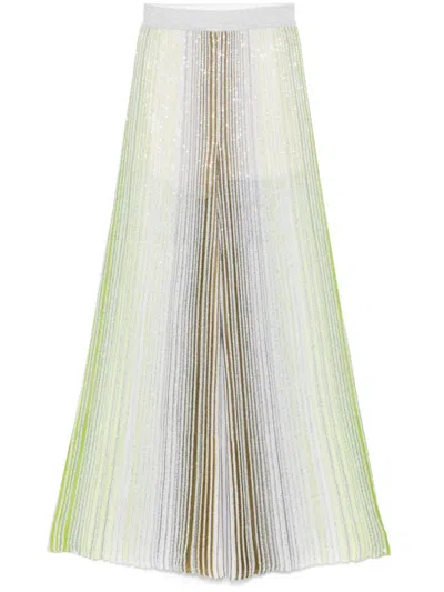 Missoni Vertical Stripe Pants With Pleated Texture In White