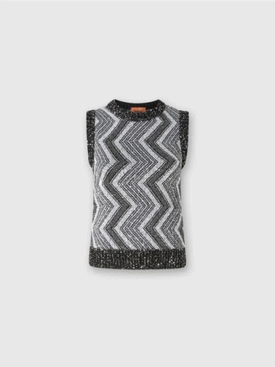 MISSONI MISSONI VEST WITH MACRO ZIG ZAG AND SEQUINS