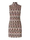 Missoni Minikleid Mit Stehkragen Aus Strukturierter Spitze In Brown