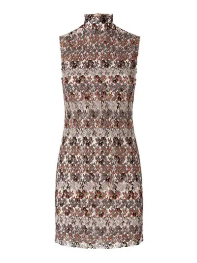 Missoni Short Sleeveless Lace Dress In Brown