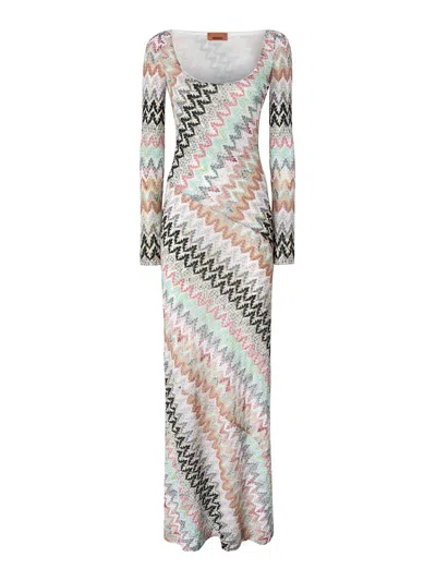 Missoni Abito Lungo Multicolor Zig Zag