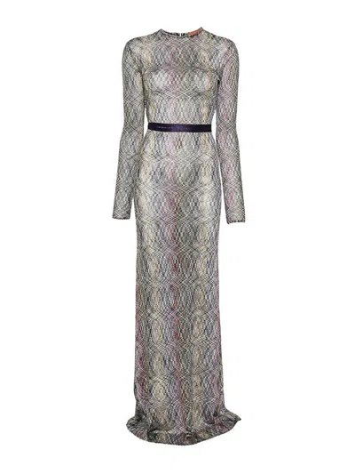 Missoni Zigzag-knit Open-back Dress In Silver