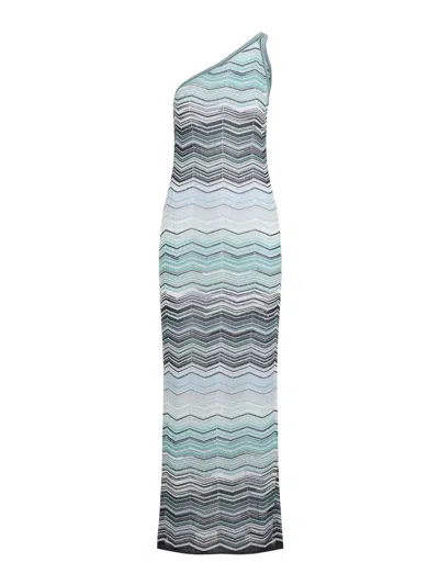 Missoni Viscose Long Dress In Blue