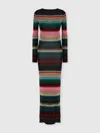 Missoni Long Backless Dress In Striped Knit In Multi