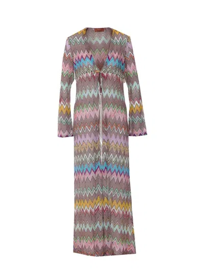 Missoni Striped Metallic Crochet-knit Coverup In Multi