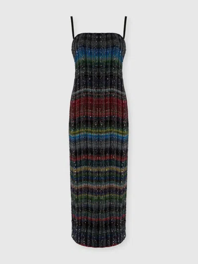 Missoni Long Strapless Dress With Wave Check Pattern In Multi