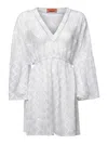 Missoni Viscose Zig Zag Lamé Cover-up Dress With Wide Sleeves In White