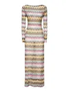 Missoni Multicolor Long Dress With All-over Zig Zag Motif In Fabric Woman In Multicolour