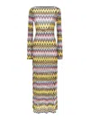 Missoni Multicolor Long Dress With All-over Zig Zag Motif In Fabric Woman In Multicolour