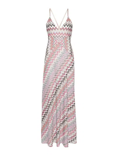 Missoni Pink Zigzag-pattern Maxi Dress In Multicolour
