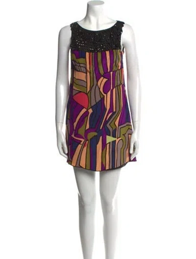 Pre-owned Missoni Vintage Mini Dress In Purple