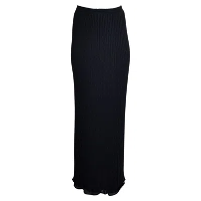 Pre-owned Missoni Vintage  Black Ribbed Knit Maxi Skirt
