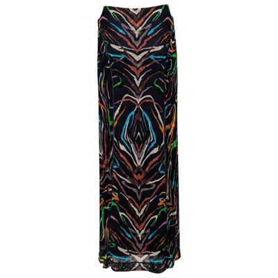 Pre-owned Missoni Vintage  Spring 2004 Abstract Knit Maxi Skirt – Colorful Y2k Designer In Black