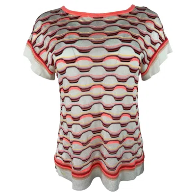 Pre-owned Missoni Vintage  White And Orange T- Shirt Top
