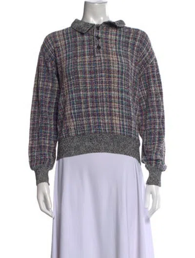 Pre-owned Missoni Vintage Plaid Print Polo In Blue