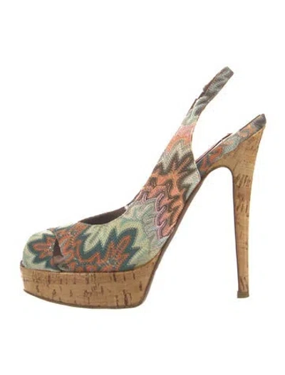 Pre-owned Missoni Vintage Printed Slingback Pumps In Multi