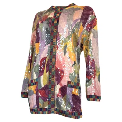 Pre-owned Missoni Vintage Runway S/s 1991 Silk Floral Sequin Mini Dress, Cardigan Jacket In Gray