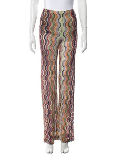 Pre-owned Missoni Vintage Straight Leg Pants In Green/orange