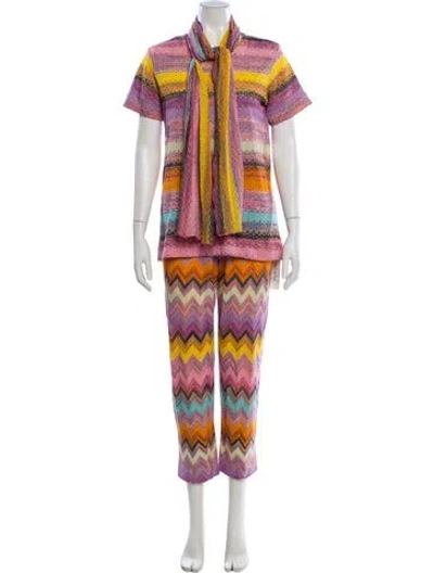 Pre-owned Missoni Vintage Striped Pant Set In Purple