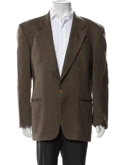 Pre-owned Missoni Virgin Wool Houndstooth Print Blazer In Brown