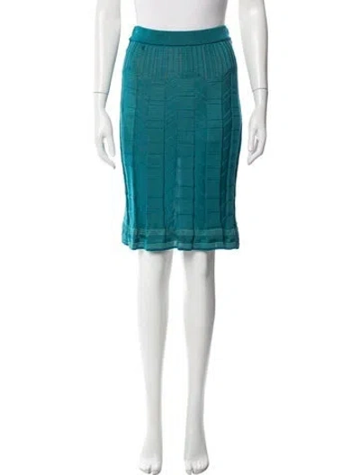 Pre-owned Missoni Virgin Wool Midi Length Skirt In Blue