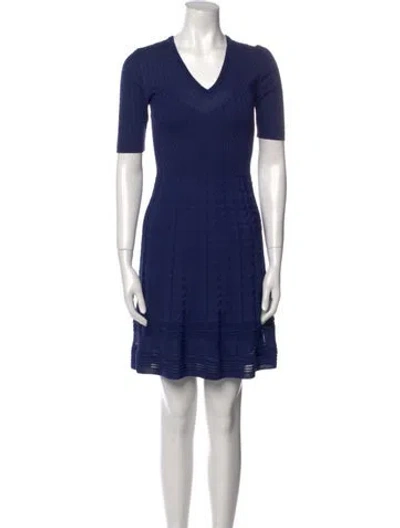 Pre-owned Missoni Virgin Wool Mini Dress In Blue