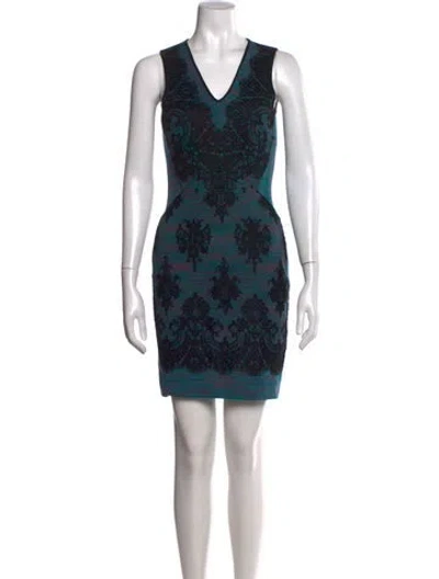 Pre-owned Missoni Virgin Wool Mini Dress In Blue