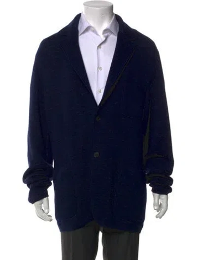 Pre-owned Missoni Virgin Wool Open Front Cardigan In Blue