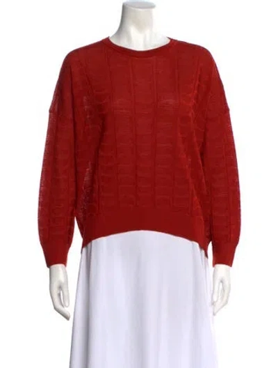 Pre-owned Missoni Virgin Wool Scoop Neck Sweater In Orange