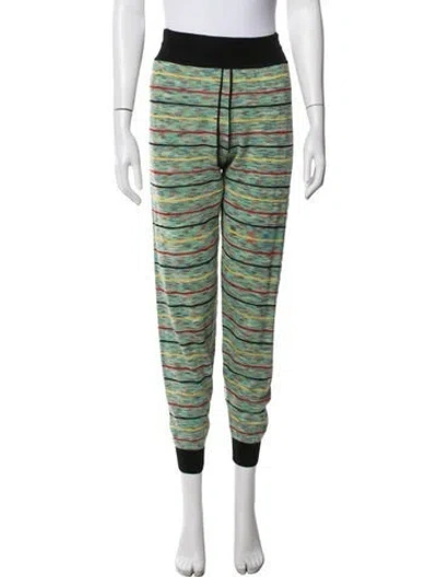 Pre-owned Missoni Virgin Wool Striped Sweatpants In Green