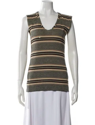 Pre-owned Missoni Virgin Wool Striped Top In Blue