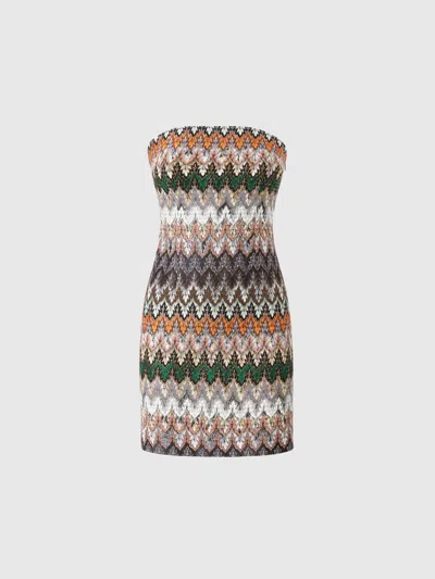 Missoni Viscose And Cotton Lamé Mini Dress With Lace Motif In Multi
