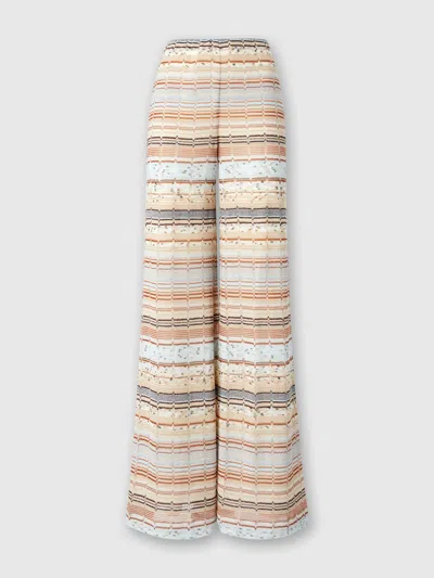 MISSONI PALAZZO-HOSE AUS VISKOSE UND BAUMWOLLE MIT LAMÉ-ZICKZACK-BUND