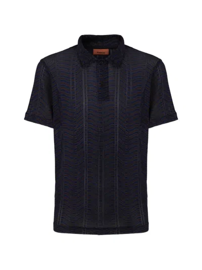 Missoni Viscose And Cotton Polo Shirt With Greek Key Motif In Animal Print