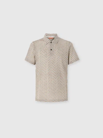 Missoni Viscose And Cotton Polo Shirt With Greek Key Motif In Brown