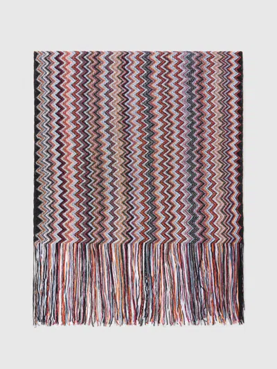 Missoni Viscose And Cotton Zigzag Scarf With Fringes In Neutral