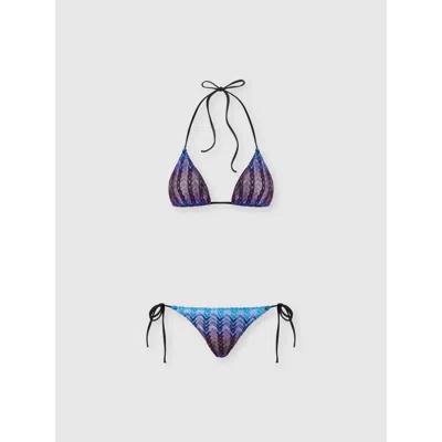 MISSONI MISSONI VISCOSE AND LAMÉ CHEVRON-PATTERNED BIKINI