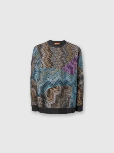 Missoni Sweatshirt Aus Viskose Und Lamé-wolle Mit Rundhalsausschnitt In Multicoloured