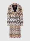 Missoni Viscose And Lamé Wool Trench Coat With Belt In Multicoloured