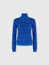 Missoni Viscose And Wool Turtleneck With Tone-on-tone Zigzag In Blue