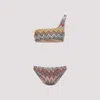 Missoni One Shoulder Bikini High Cut Textured In Multi