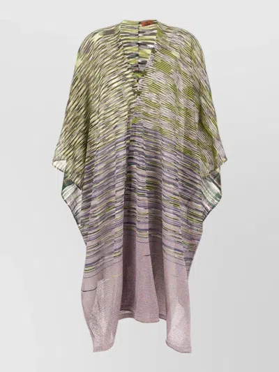 Missoni Viscose Blend Cape Loose Striped Draped In Green