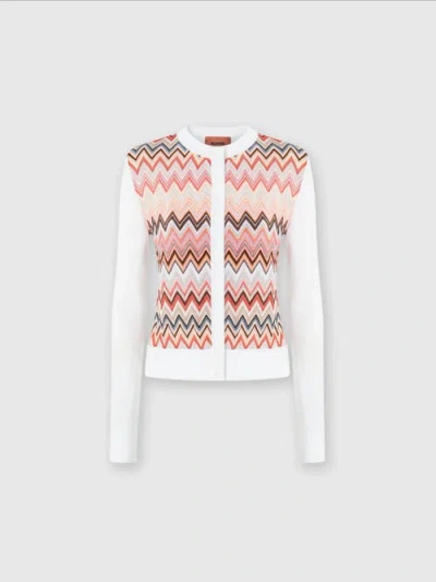 MISSONI MISSONI VISCOSE-BLEND CARDIGAN WITH CHEVRON INSERT